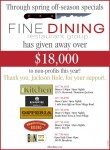 Fine Dining Restaurant Group gives away over $18,000 to Non Profits in 2013!