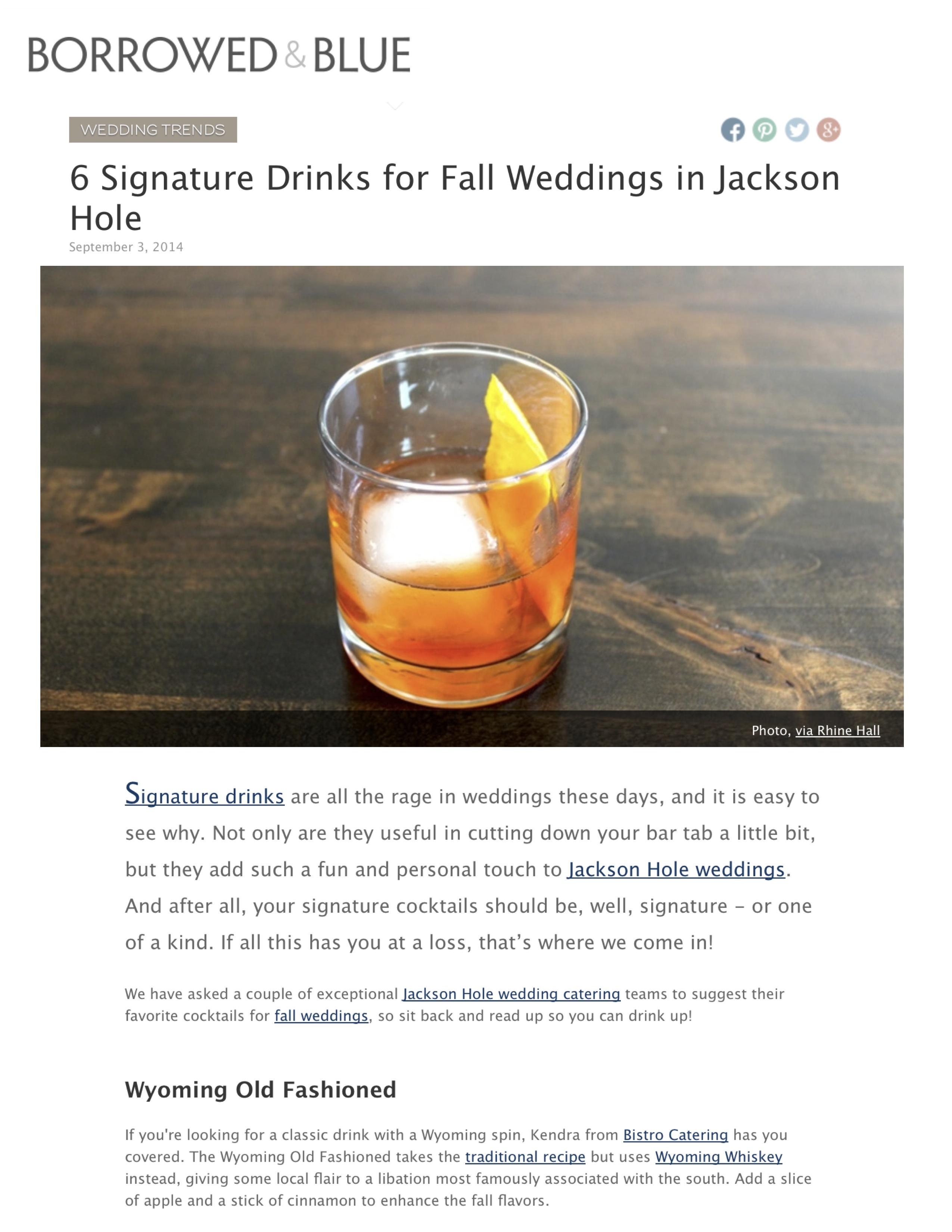 6 Signature Cocktails for Fall Jackson Hole Weddings