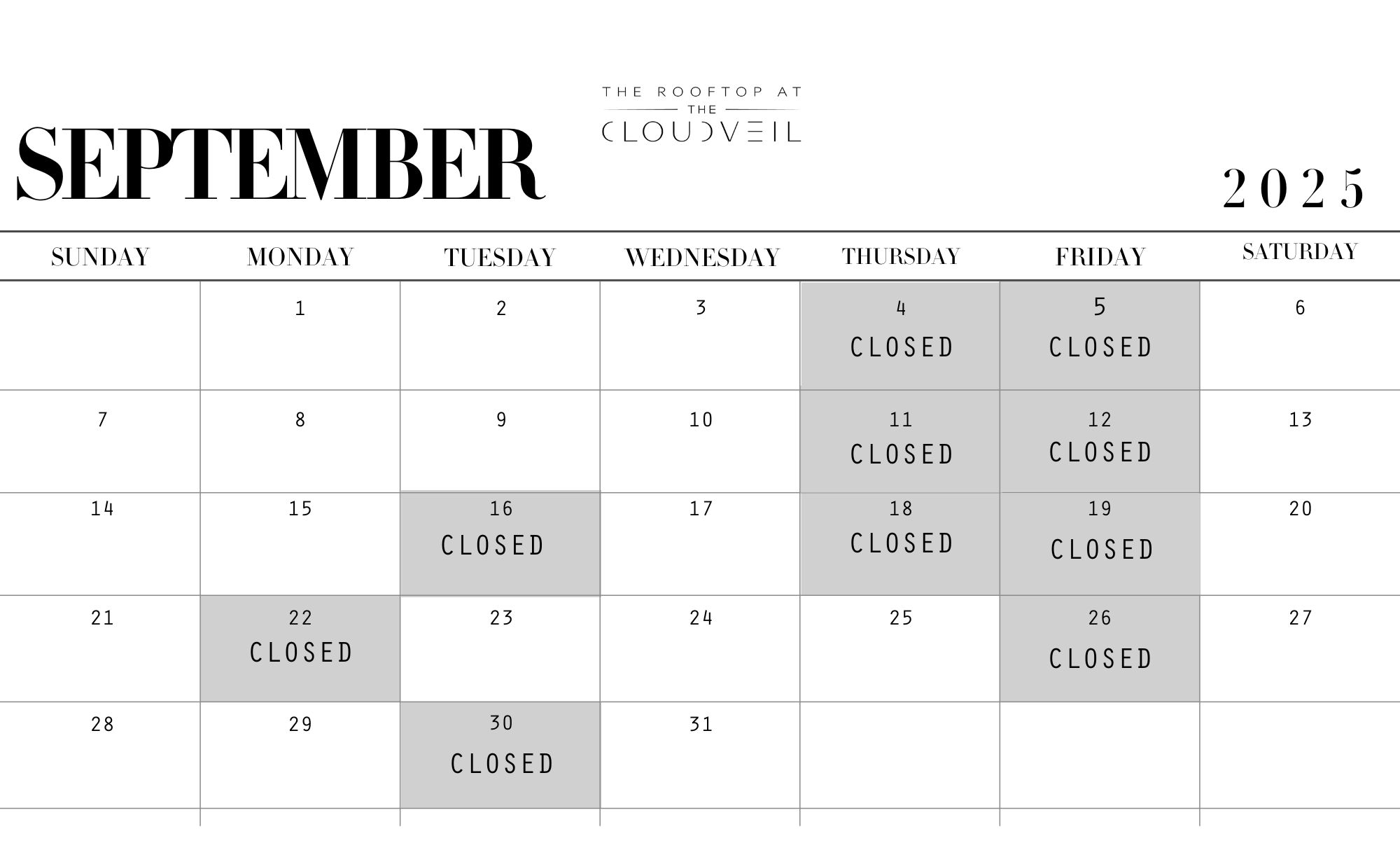 Rooftop Calendar