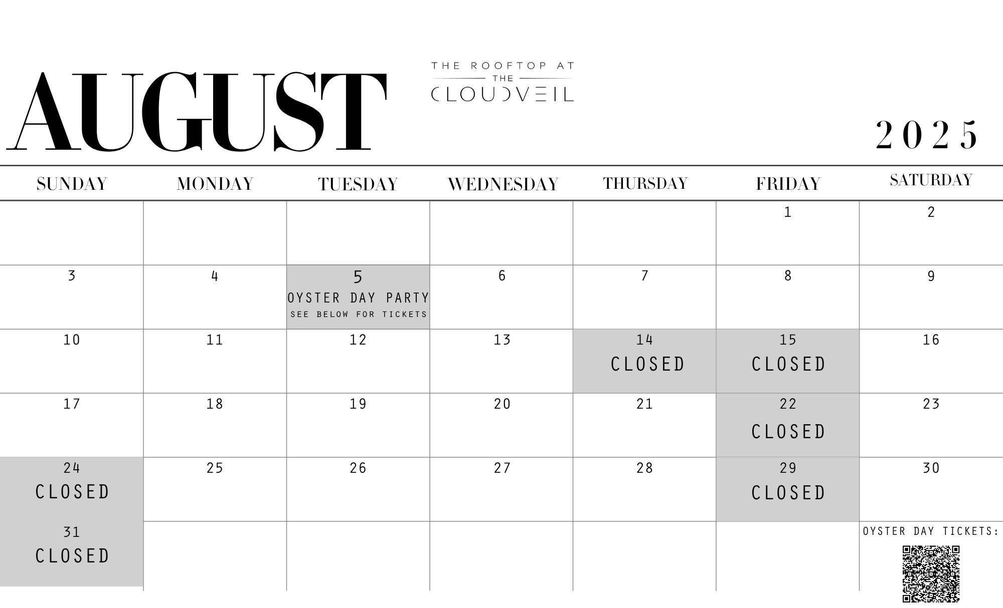 Rooftop Calendar