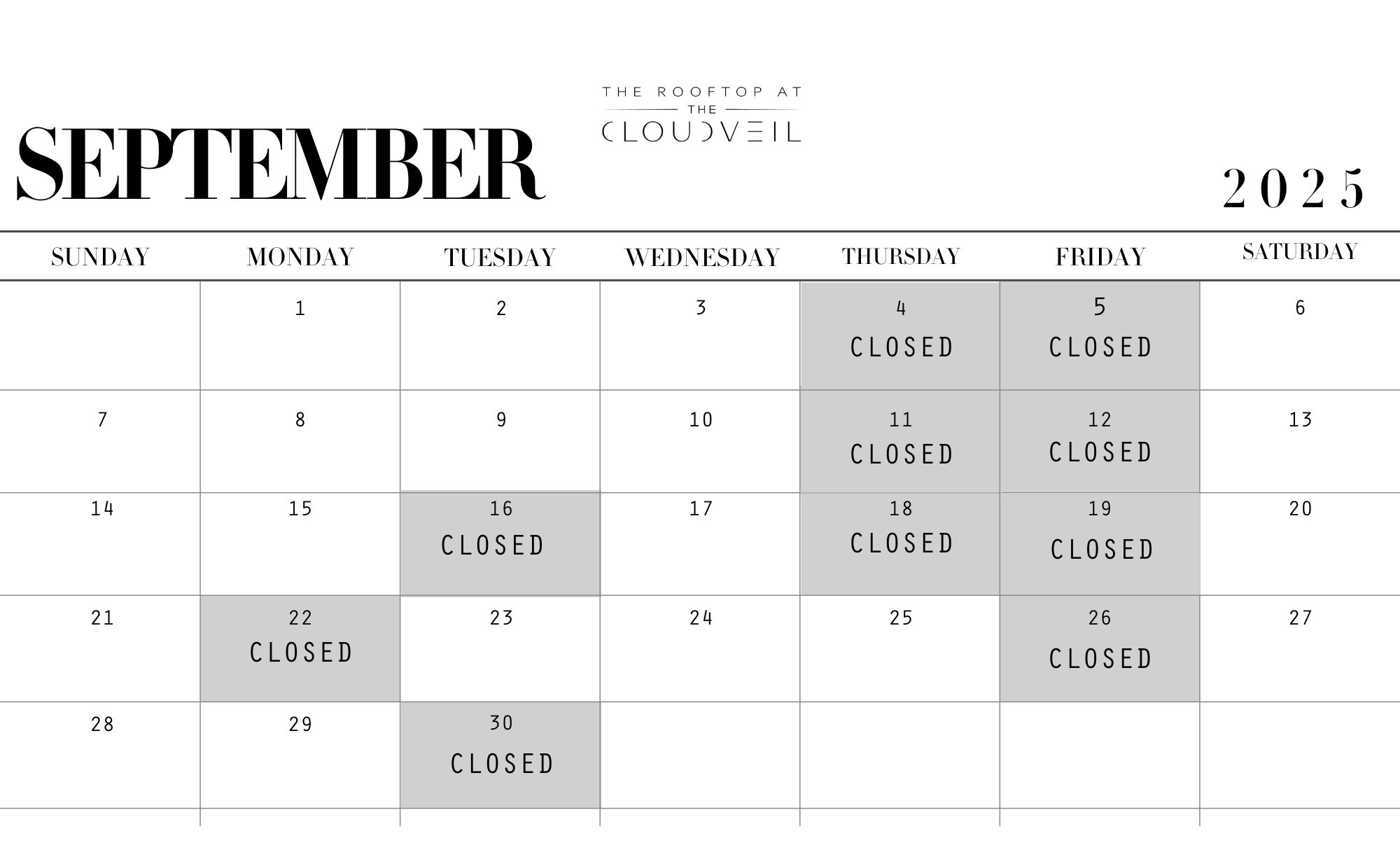 Rooftop Calendar